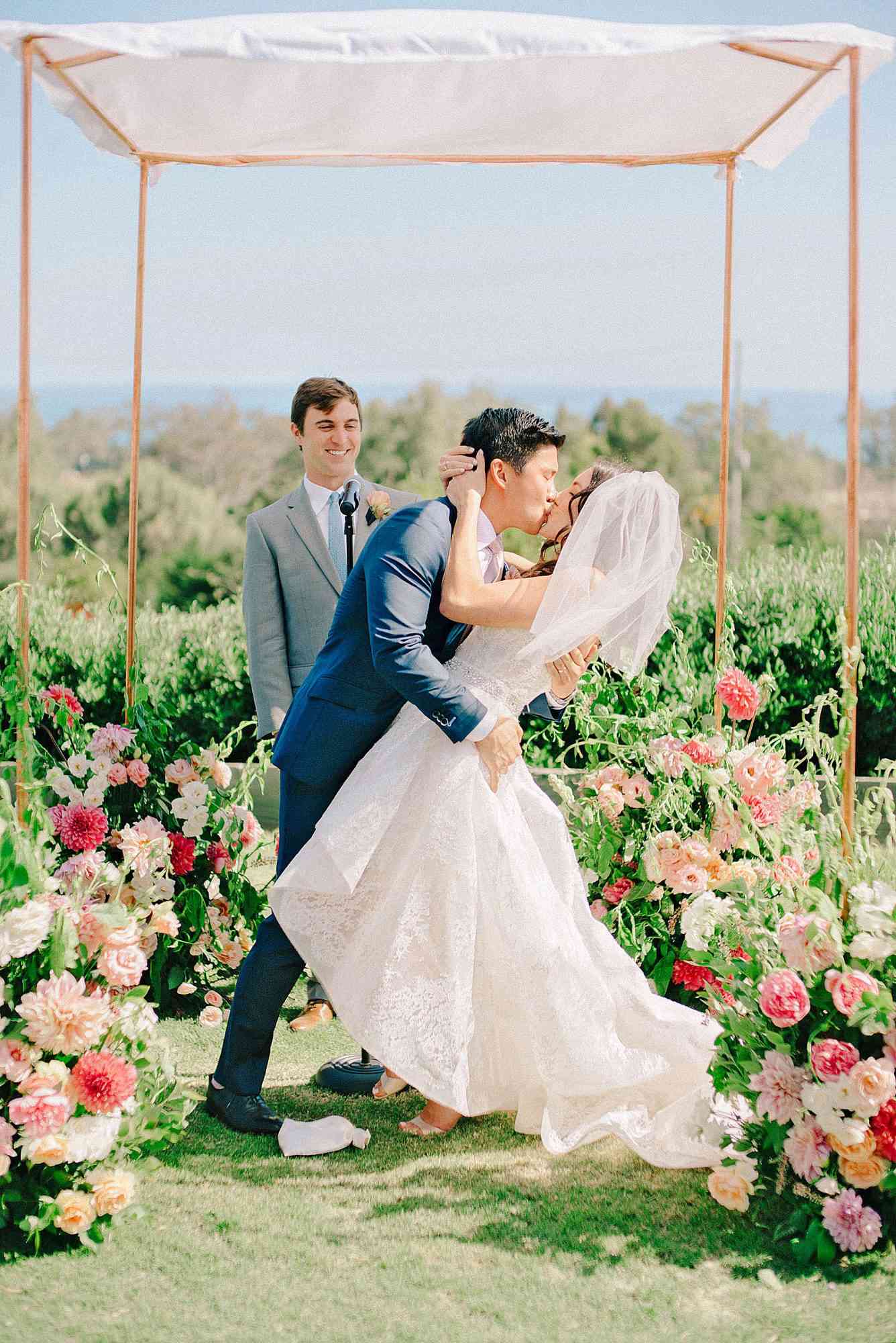 perri phillip wedding california ceremony kiss