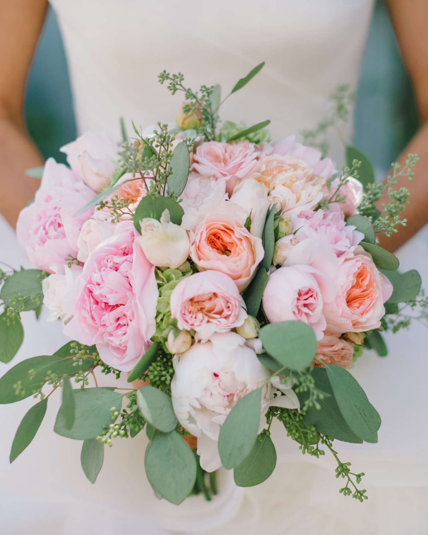 Wedding Flowers vintage rose baby pink & grey roses with dusty miller bouquets 
