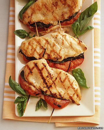 Grilled Chicken Stuffed with Basil and Tomato