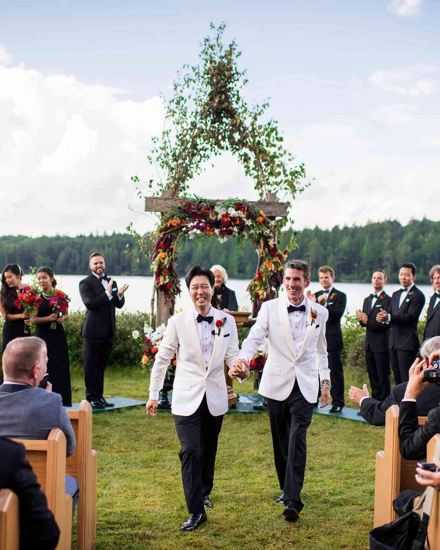 <p>The newlyweds recessed to Mendelssohn's "Wedding March" as an ode to Stephen's time performing as Puck in "A Midsummer Night's Dream."</p>
                            <p>"I looked at my dad and he looked so happy and proud," says Christopher. "I thought, 'How amazing that we live in an era where I could get married to Stephen and he would not only happily accept it, but give his blessing and be there to walk me down the aisle?'"</p>
                            