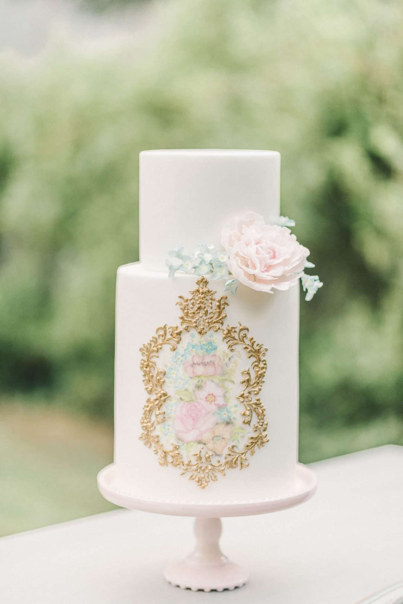 Small Wedding Cake with Ornate Detail