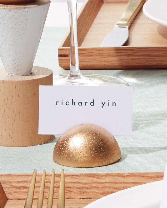 Geometric Wooden Place-Card Holder