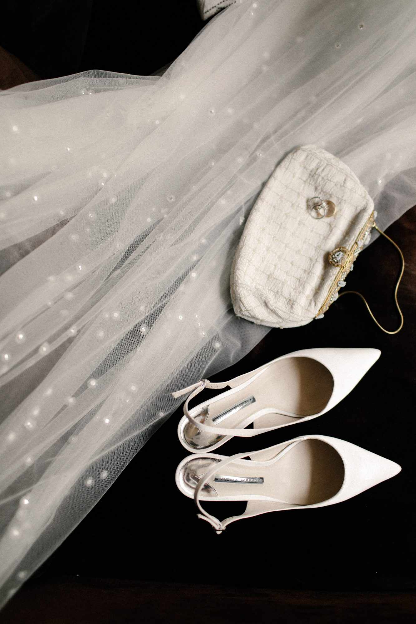 mia patrick wedding bride accessories shoes veil purse