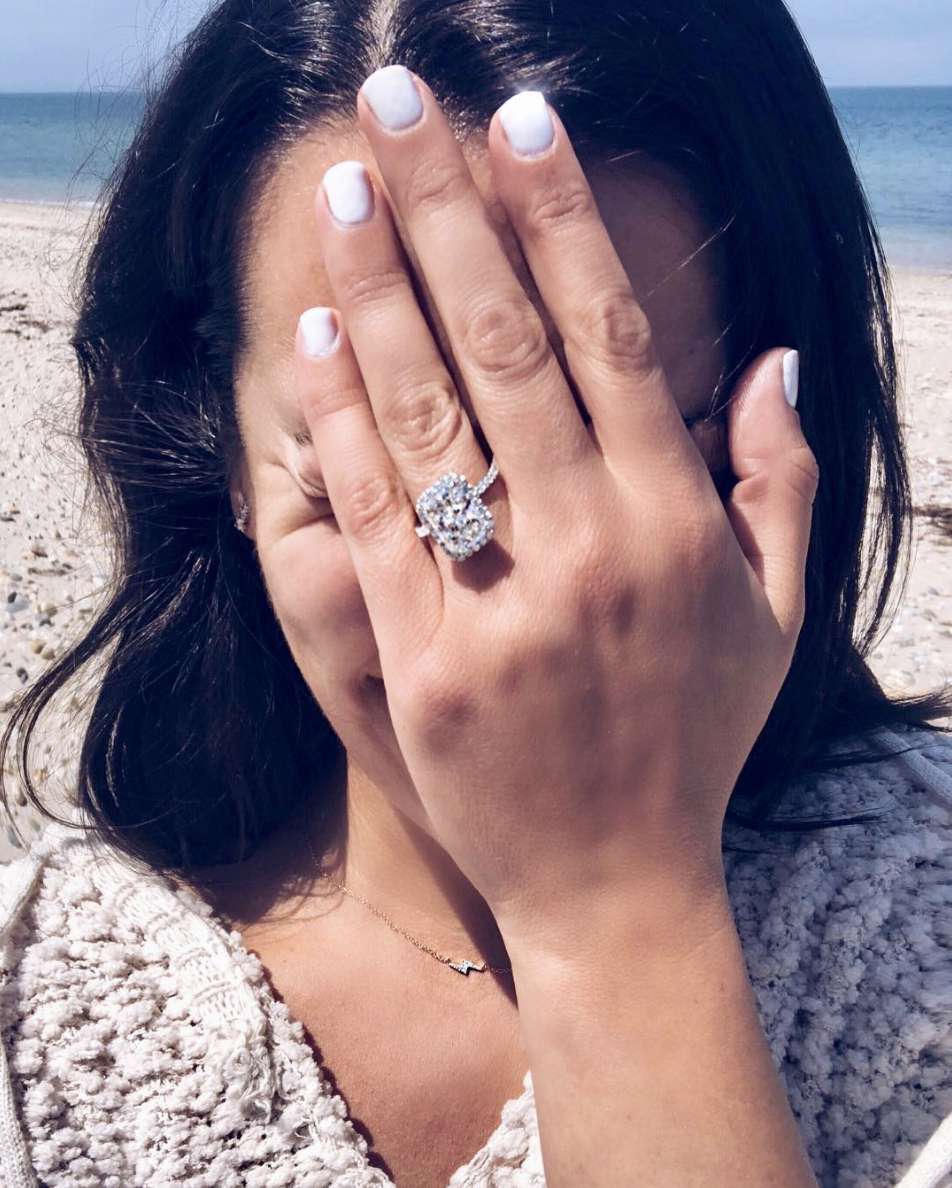 lea michele engagement ring by beach