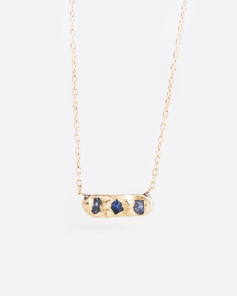 blue gold bar pendant necklace