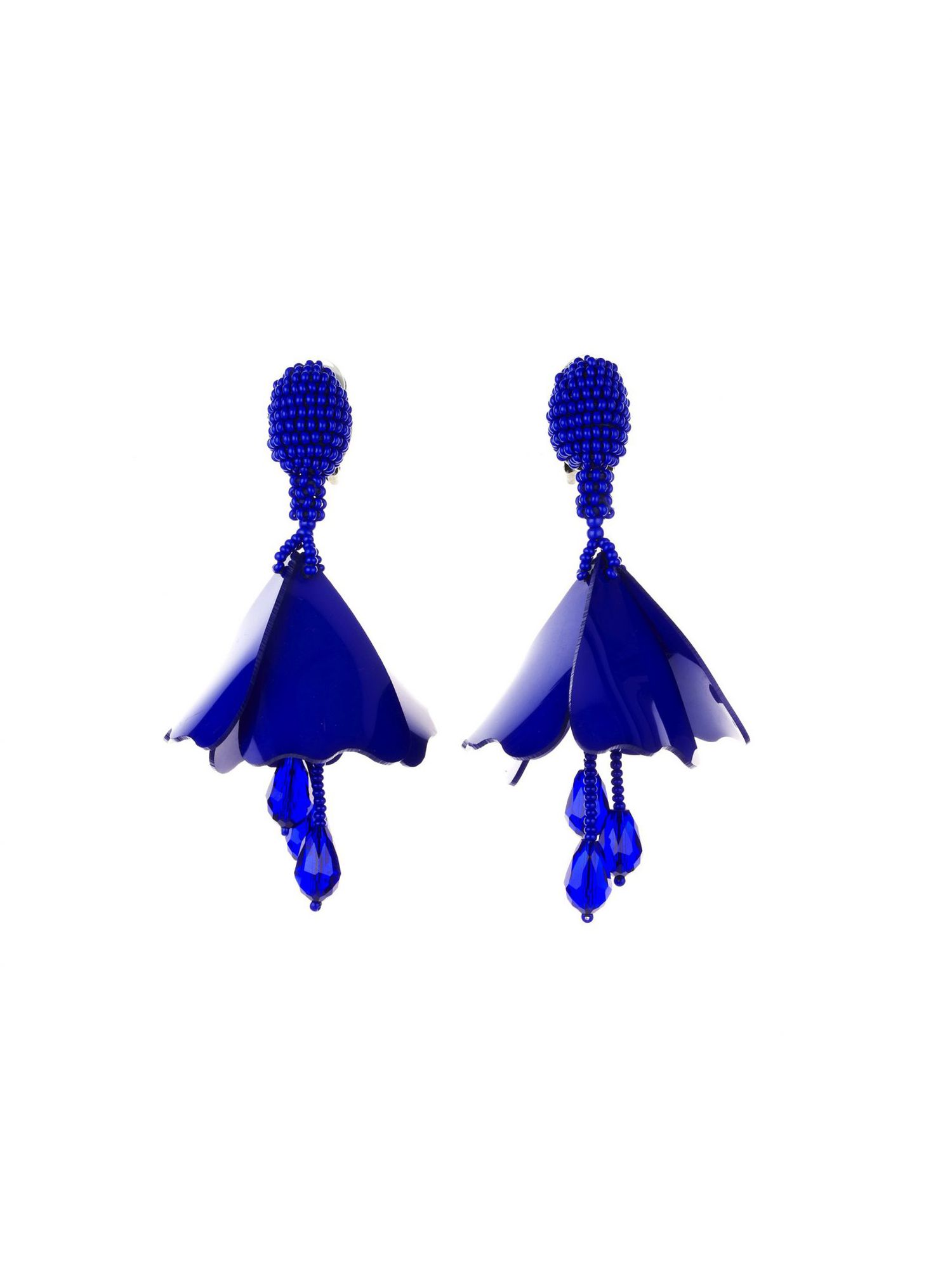 blue flower chandelier earrings