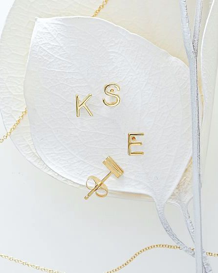 personalized bridesmaids jewelry gift initial earring