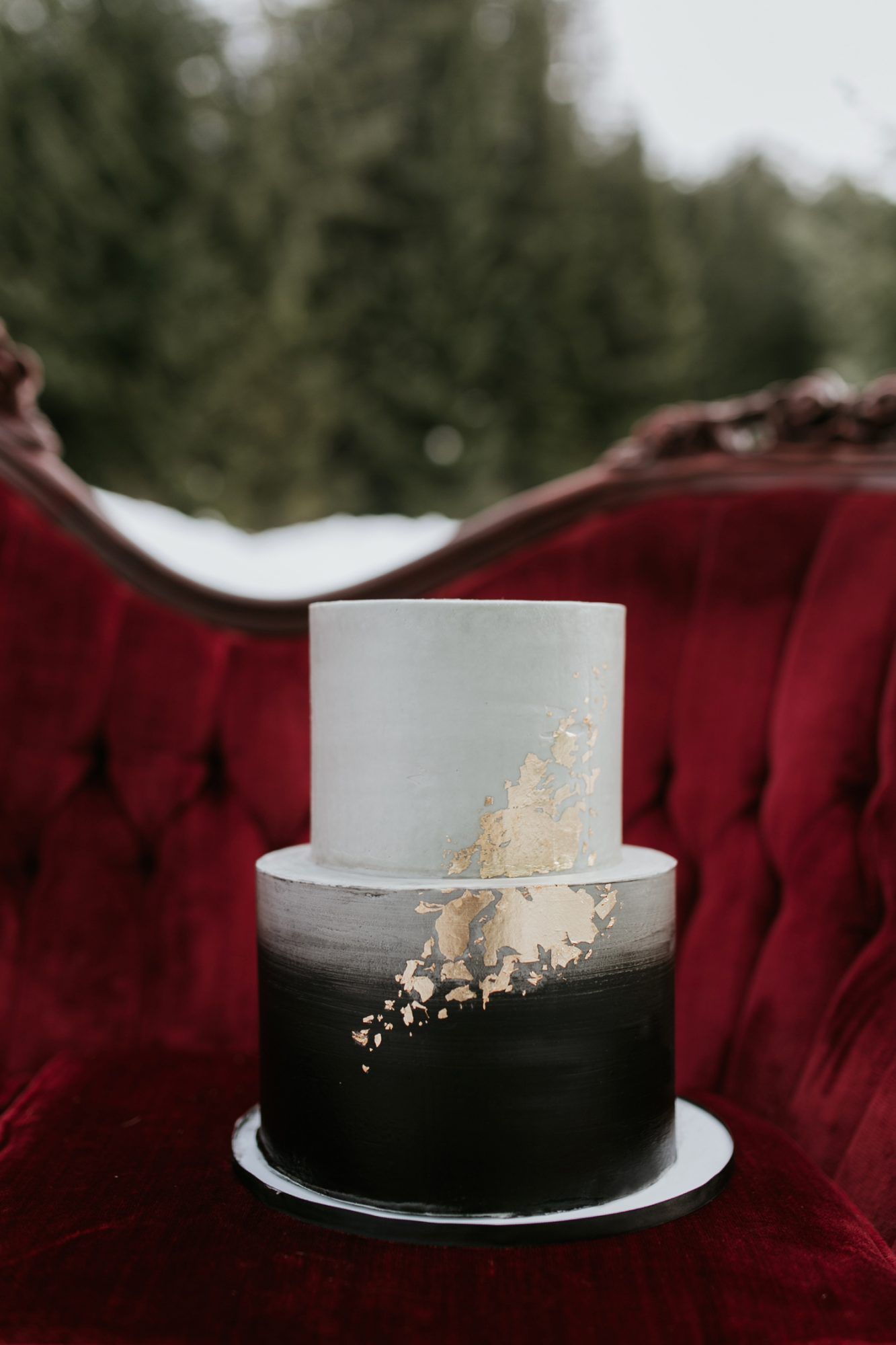 Winter Wedding Cake with Gold Foil