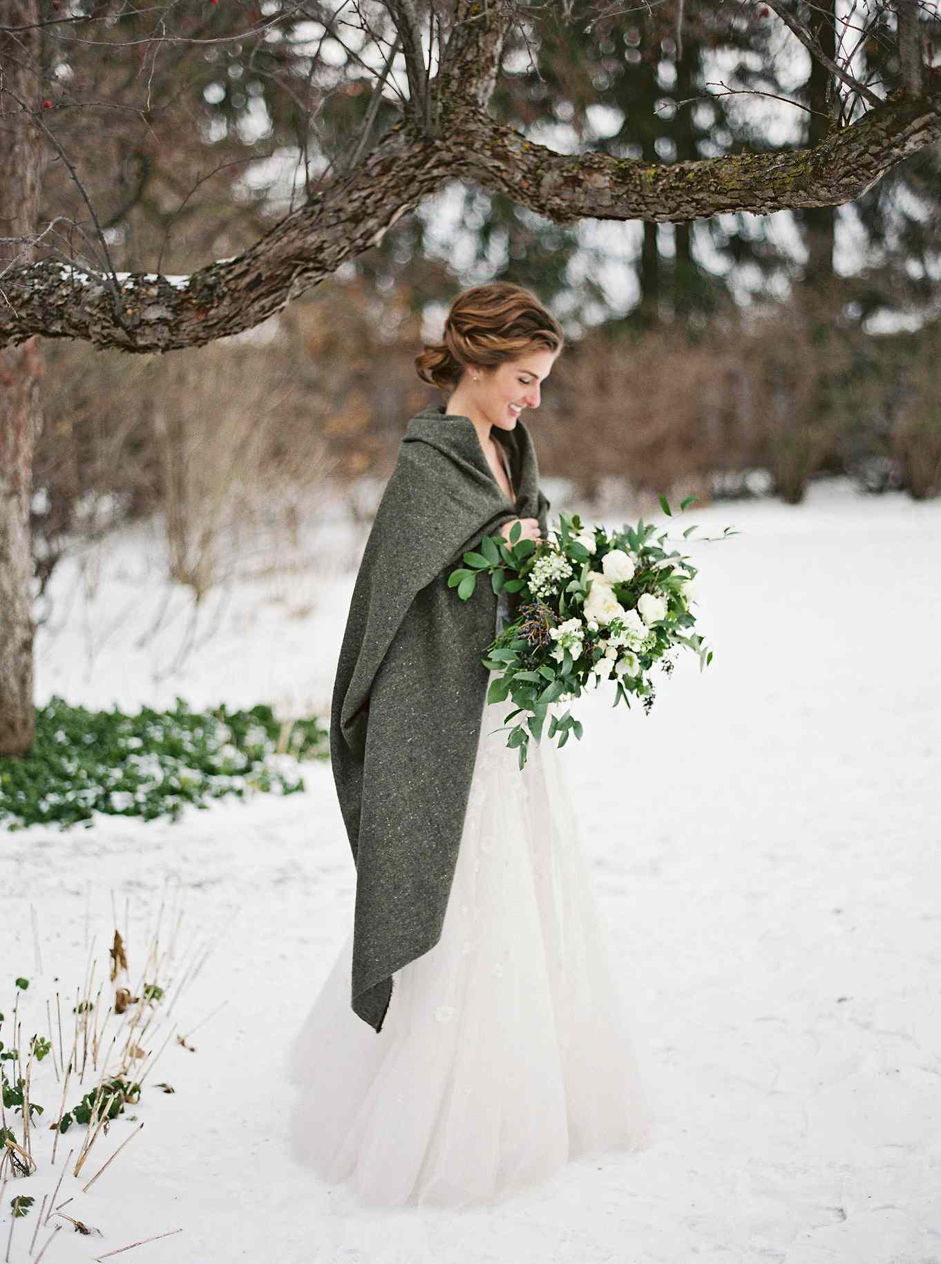 winter wedding portrait