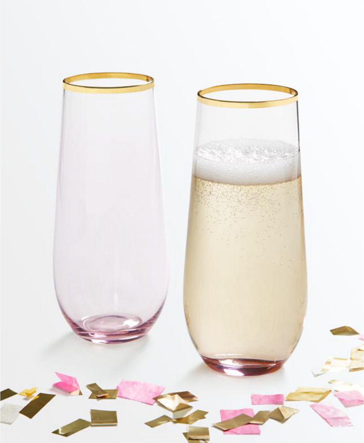 Martha Stewart Collection Stemless Wine Glasses with Gold Rim