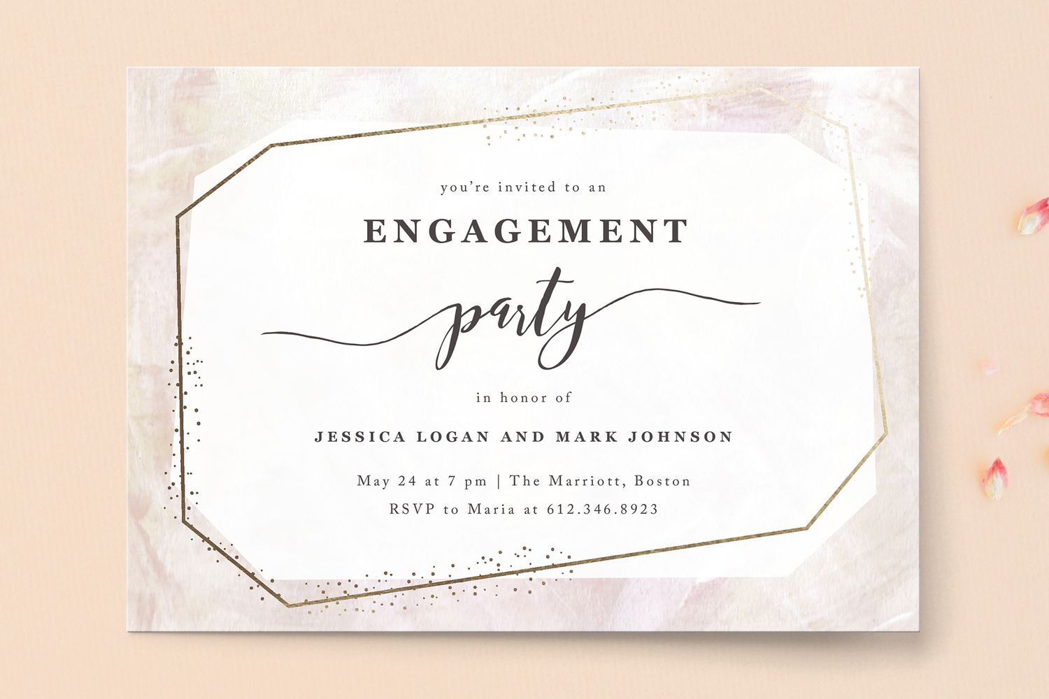 Sweta Modi for Minted Glimmer Engagement Party Invitations