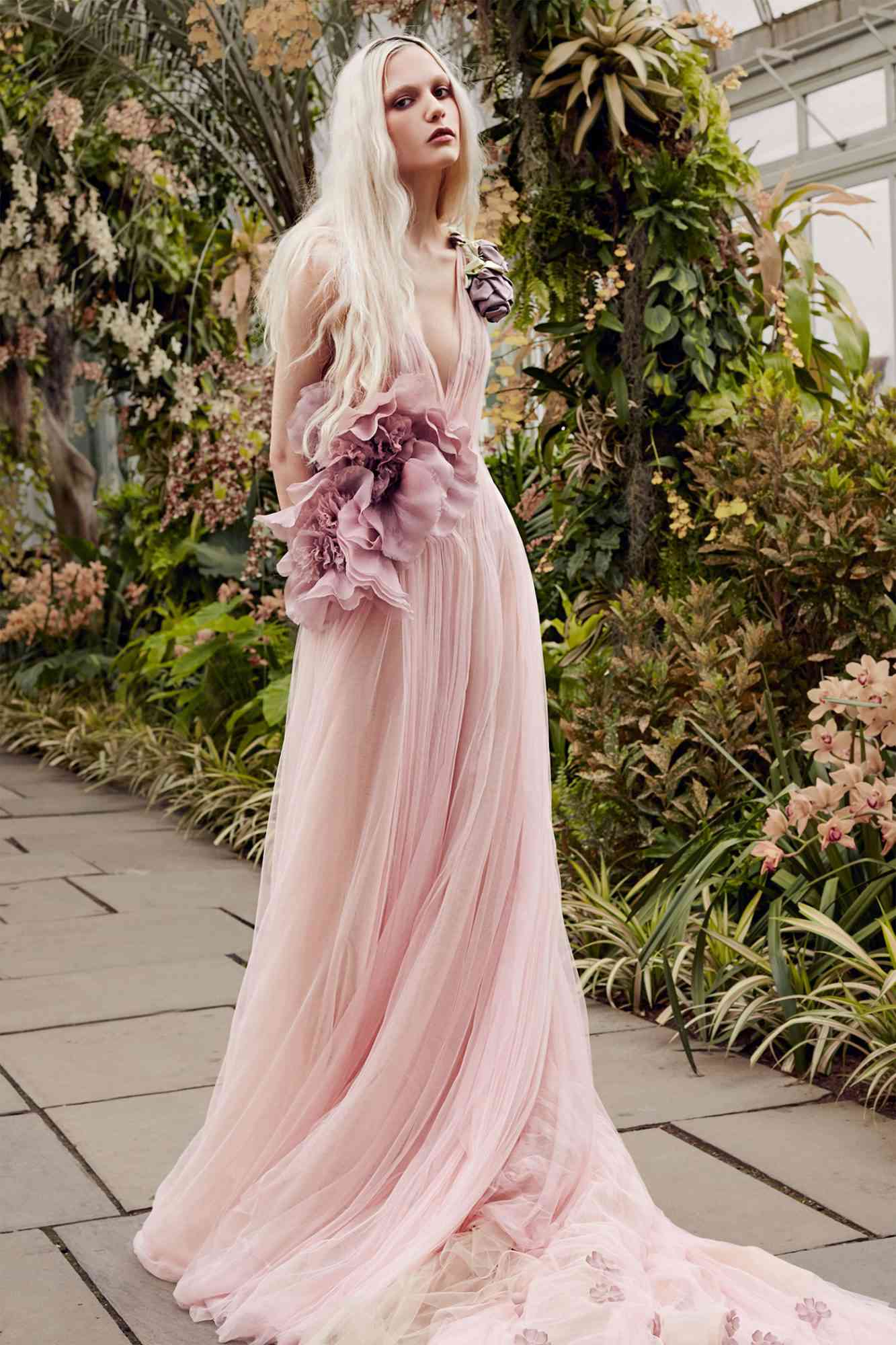 vera wang pink tulle v-neck wedding dress spring 2020