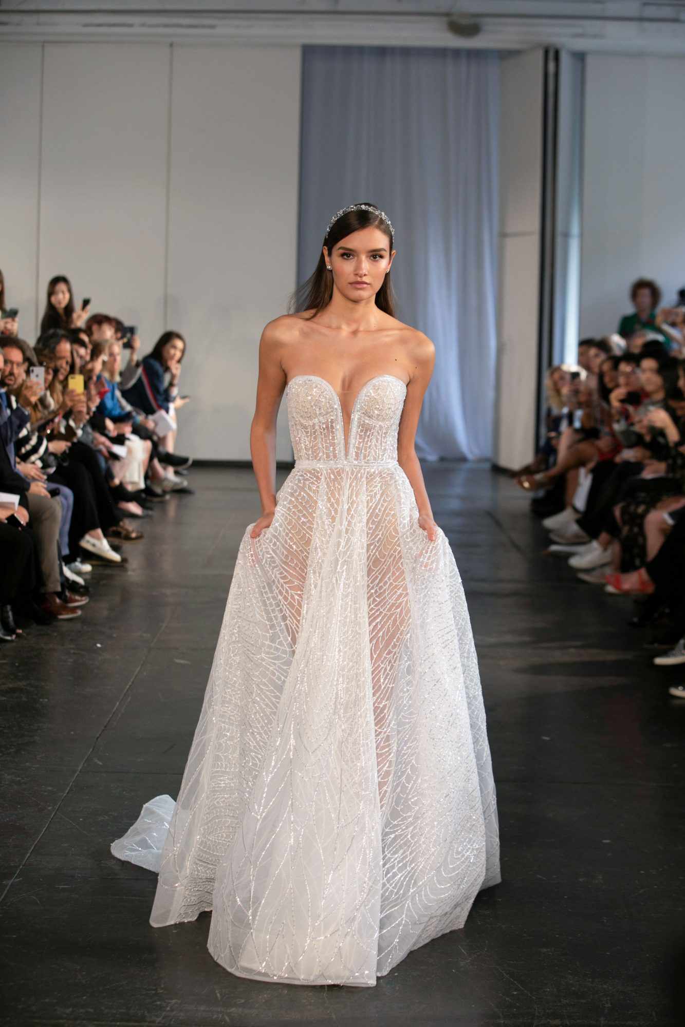 berta fall 2019 strapless sheer ball gown wedding dress