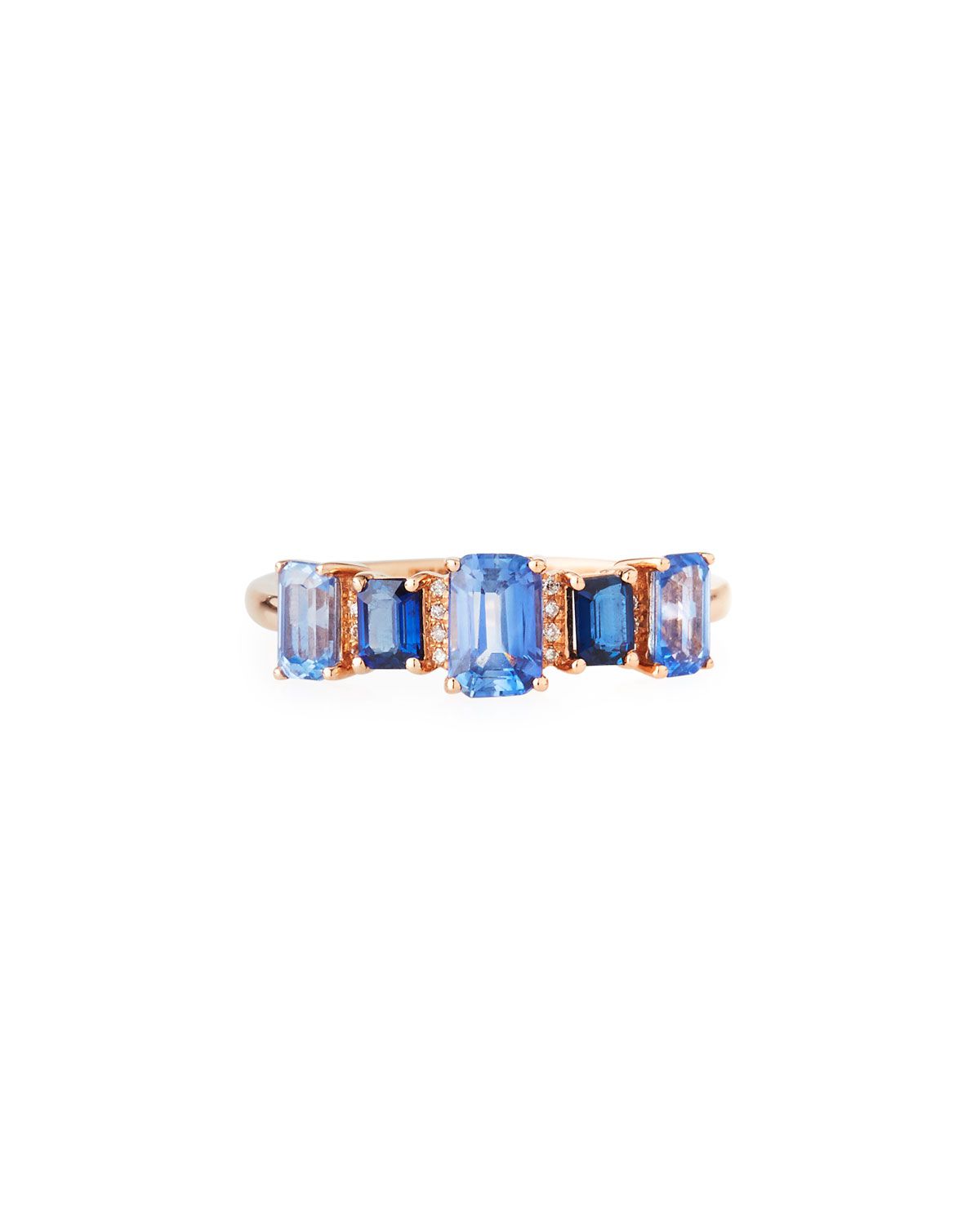 Rose Gold, Blue Sapphire, and Diamond Band