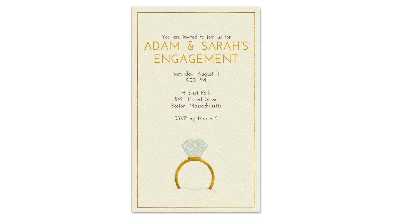 paperless engagement party invite ring illustration