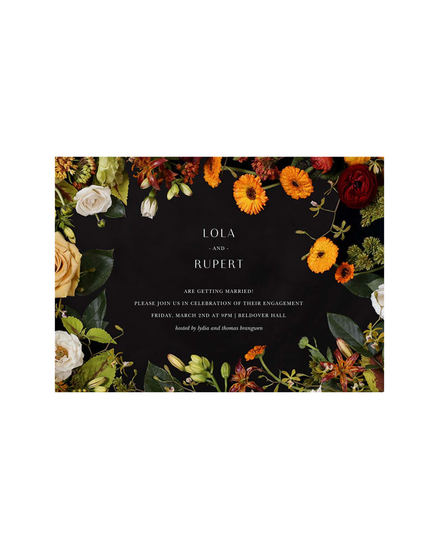 paperless engagement party invite fall colors