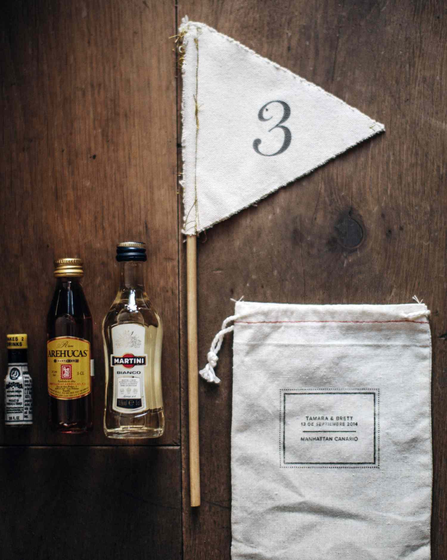 <p>Muslin pouches containing ingredients for a "Canarian" Manhattan went home with guests at this Canary Islands destination wedding. Instead of bourbon, the kit contained local Arehucas rum.</p>
                            