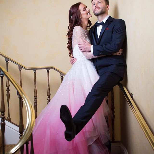 Lydia Hearst and Chris Hardwick on their wedding day