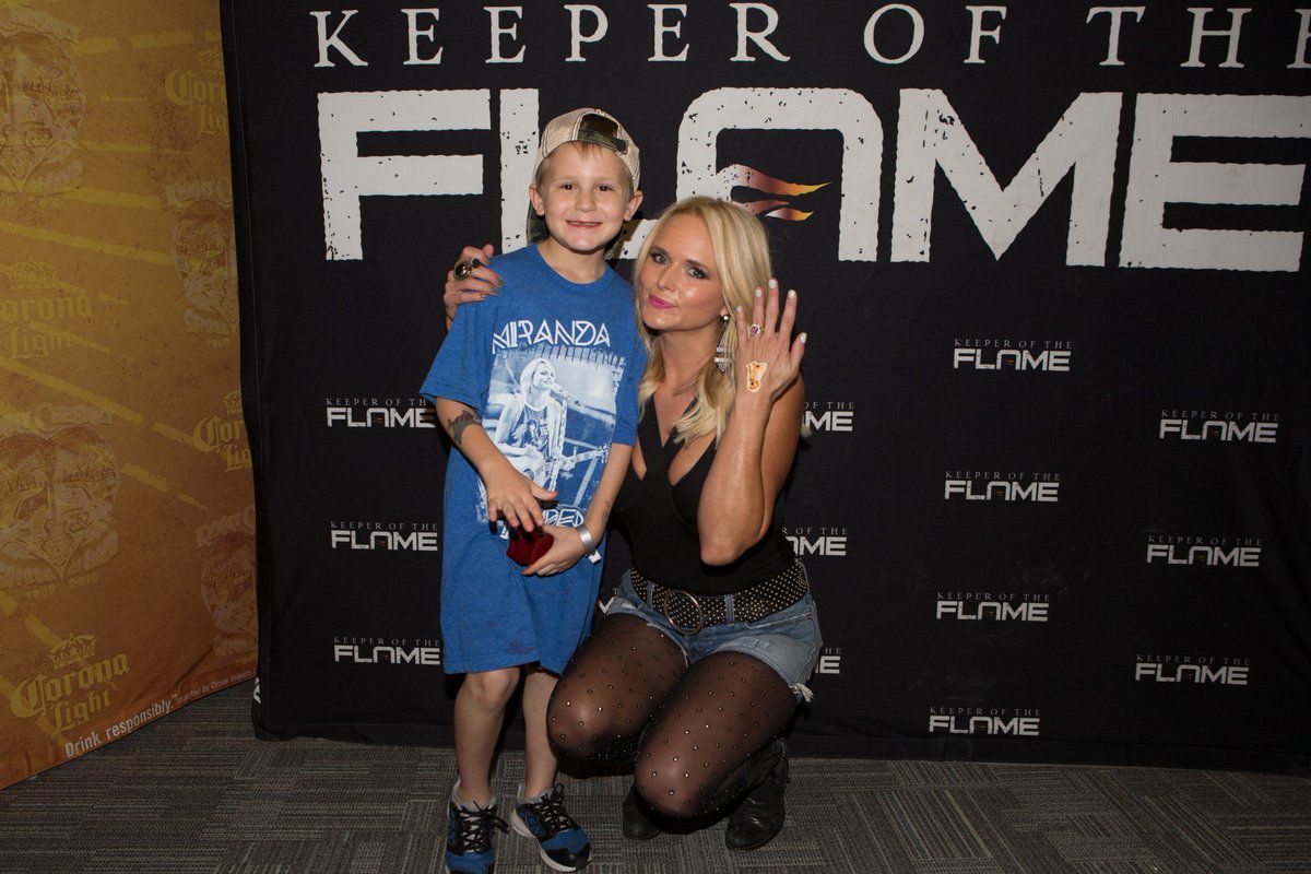 Miranda Lambert with the 6-year-old fan who proposed to her at a concert meet and greet.