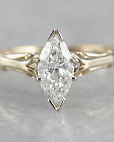 Marquise Diamond Solitaire Victorian Engagement Ring