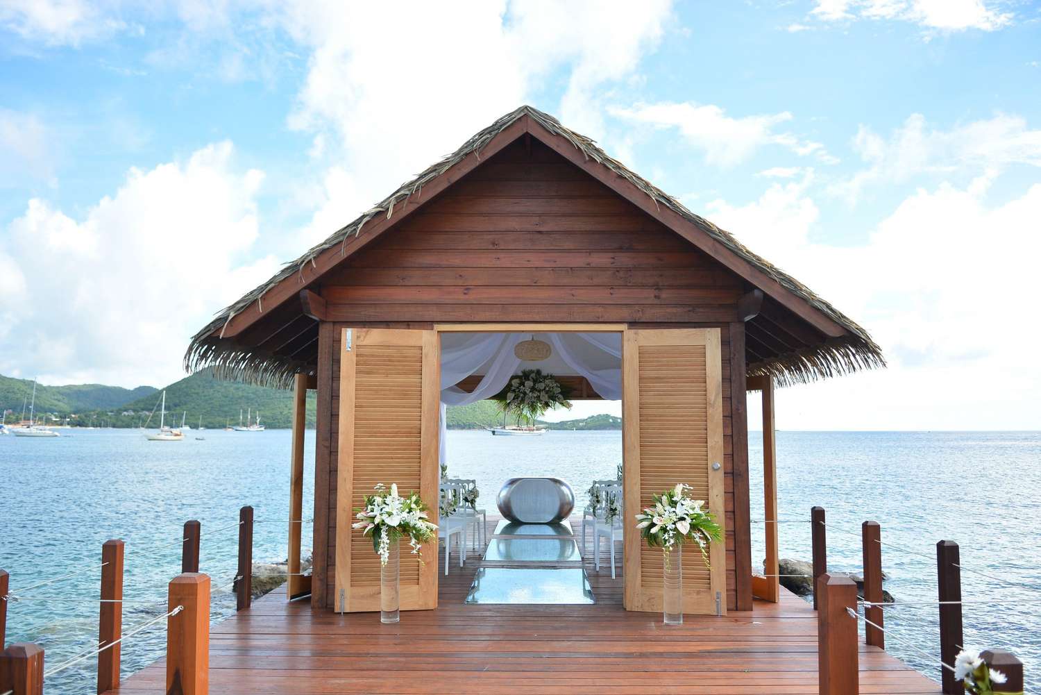 Sandals Resorts' first overwater wedding chapel in the Caribbean, exterior