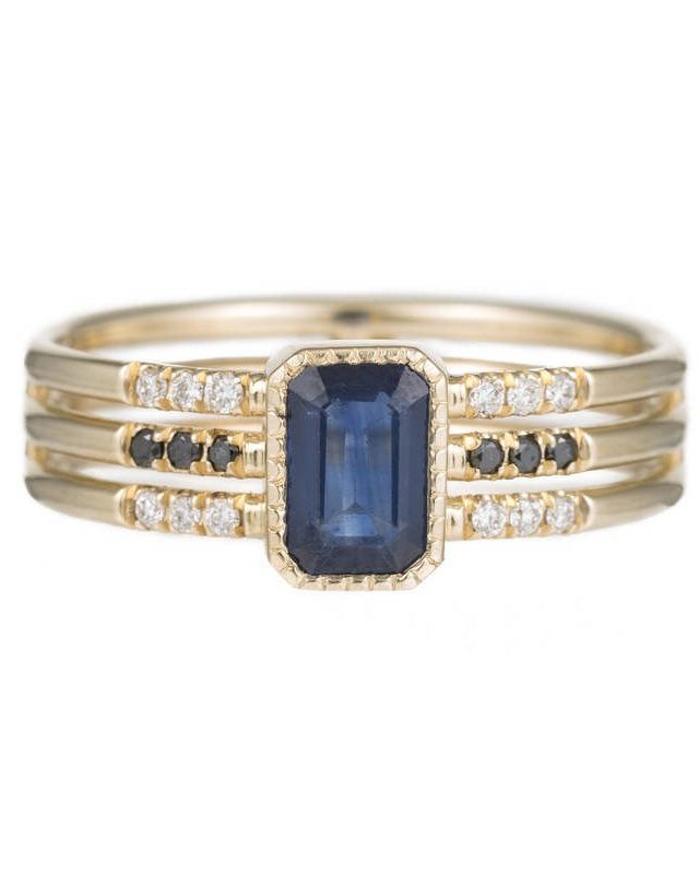 Sapphire Emerald Cut Multi-Band Ring