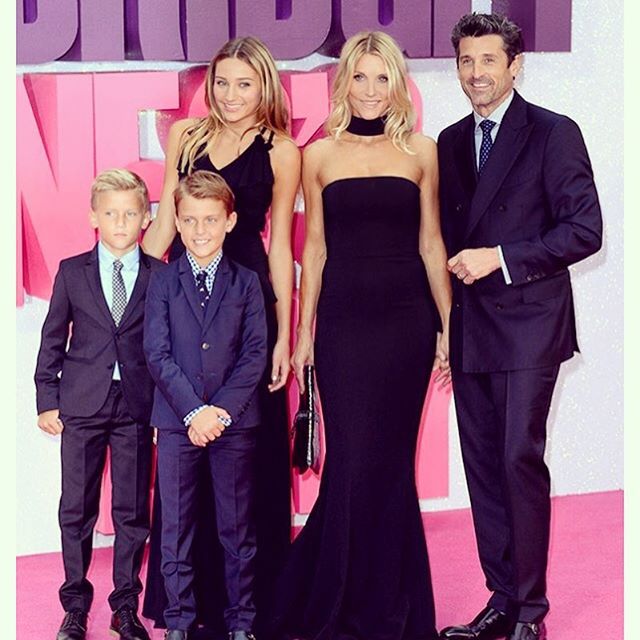Patrick Dempsey and Jillian Fink with their kids at the premiere of Bridget Jones's Baby in London