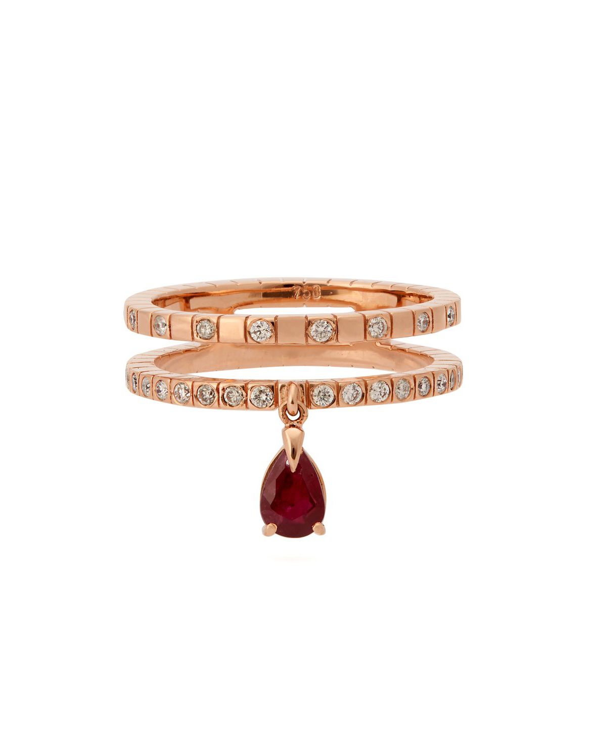 18-Karat Rose Gold Diamond Ruby Ring