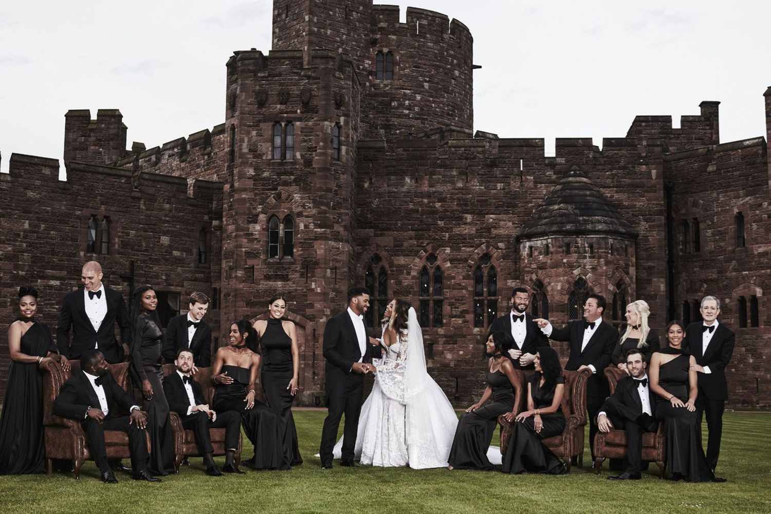 Ciara and Russell Wilson's wedding party, including bridesmaids Kelly Rowland and Lala Anthony