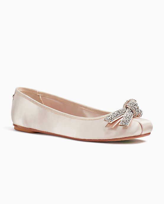 nude shoe pink crystal bow flats