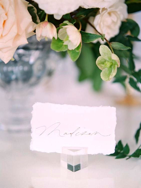 Floral design Elegant Personalised wedding place cards x 10 name cards 