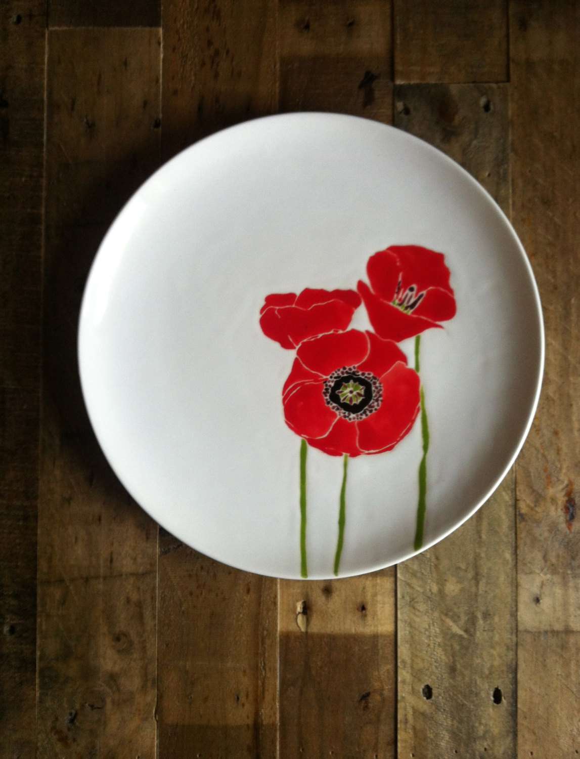 Jessica Howard Red Poppies Ceramic Platter