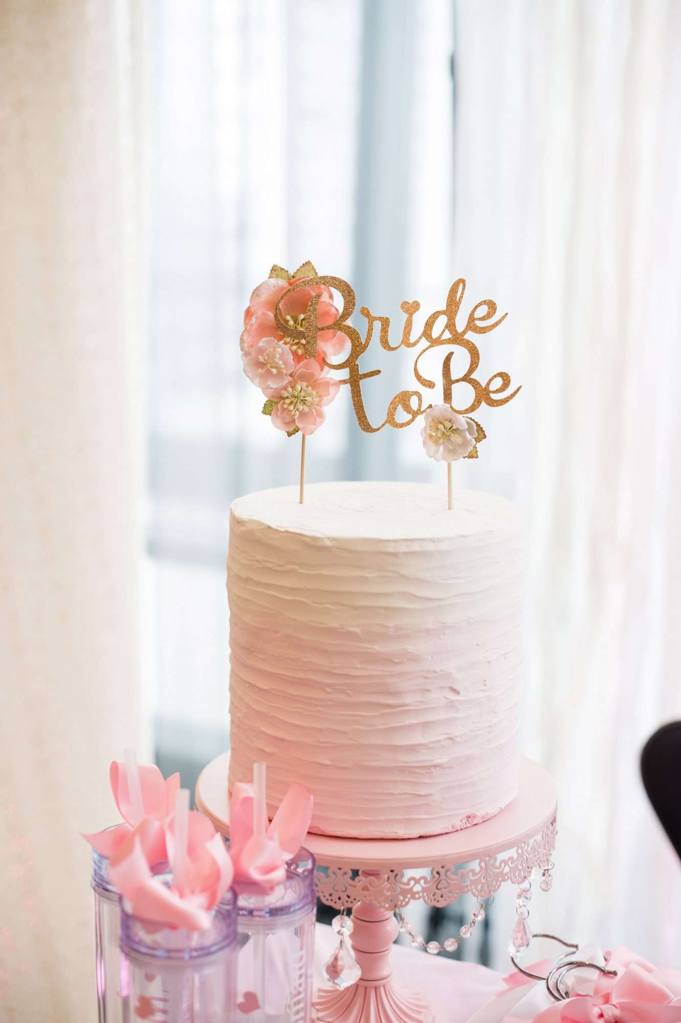 wedding party bridal shower cake pink