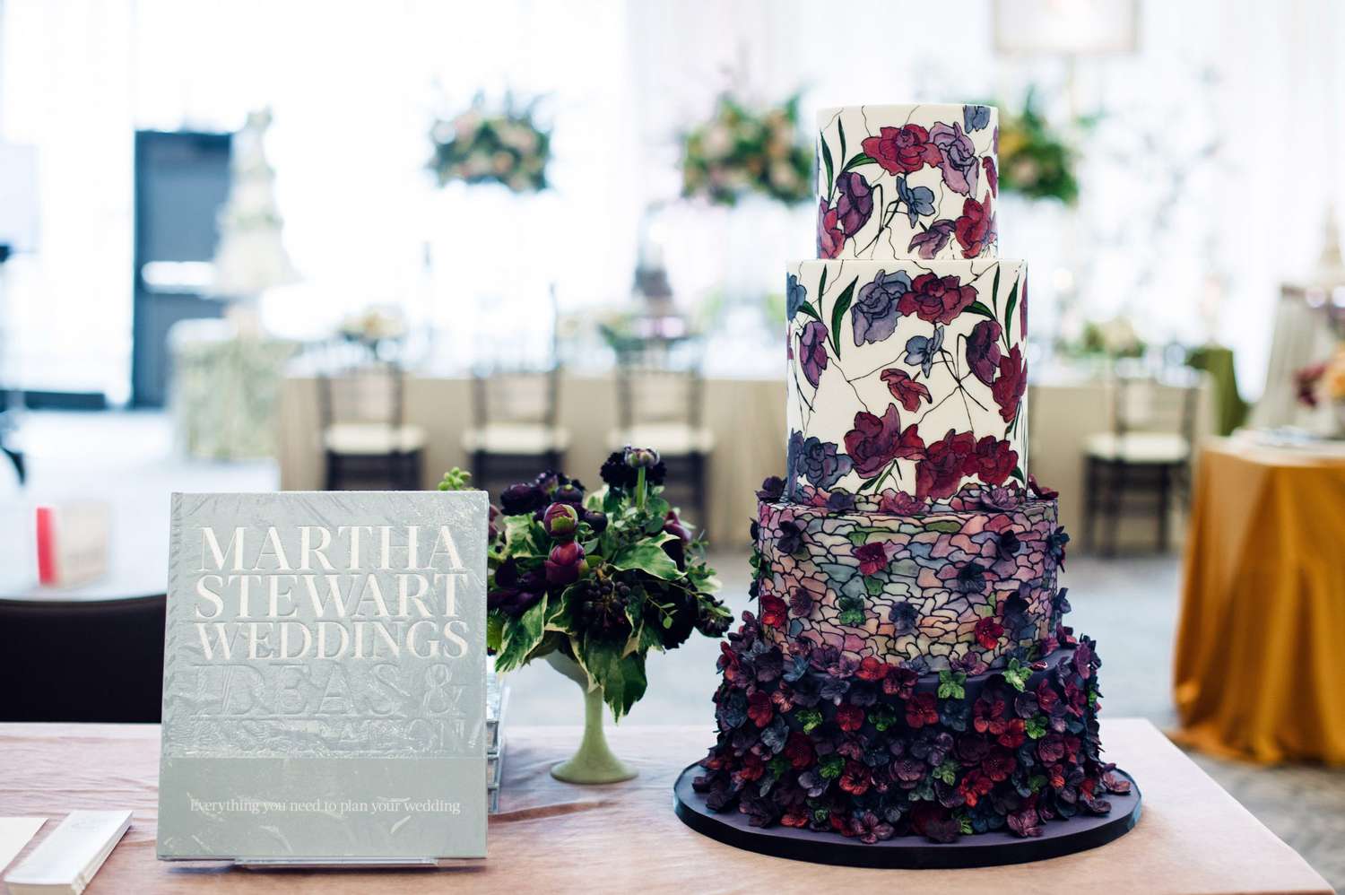 martha stewart weddings party stained glass cake