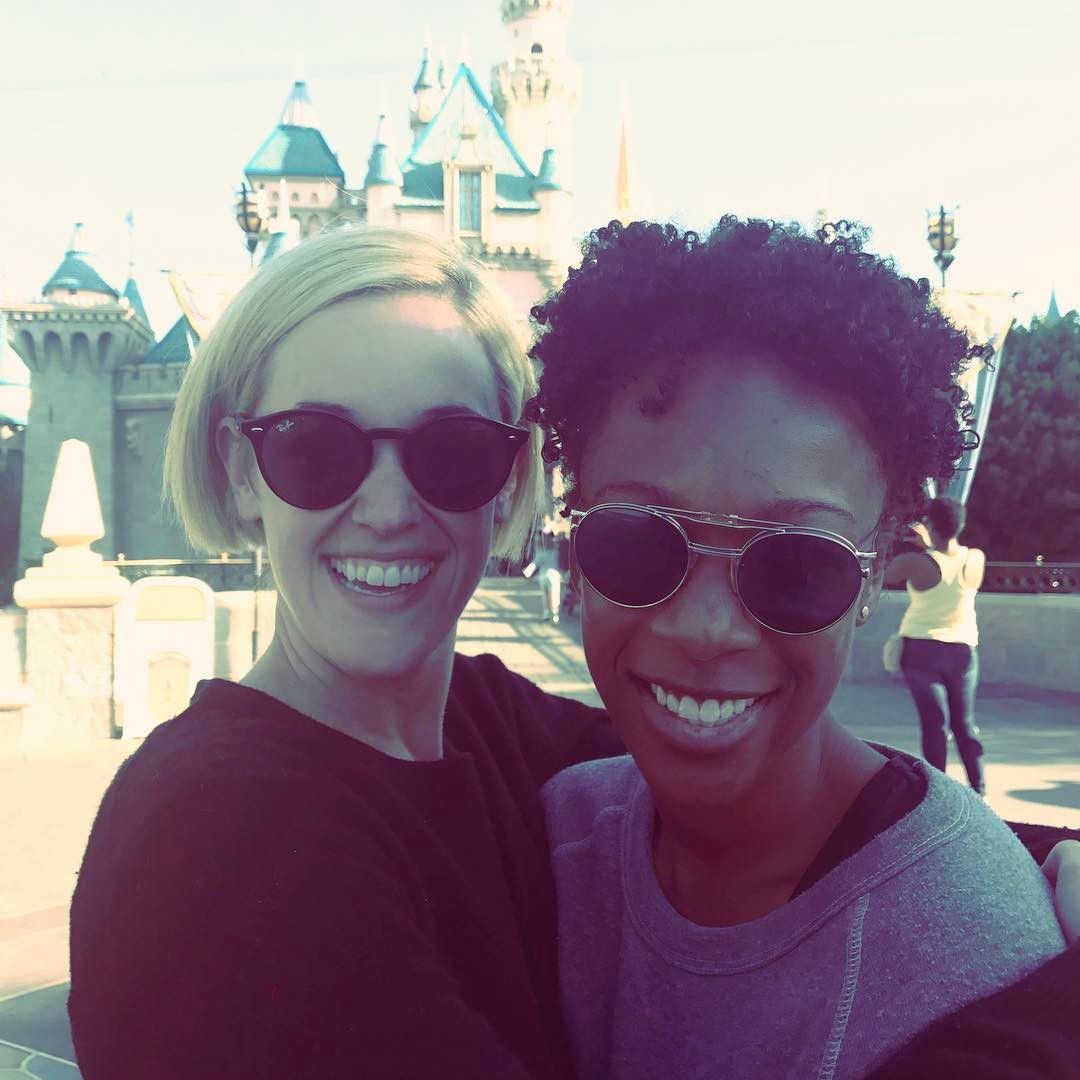 Samira Wiley and Lauren Morelli in Disneyland