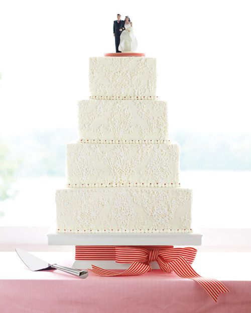 Embellished White Wedding Cake