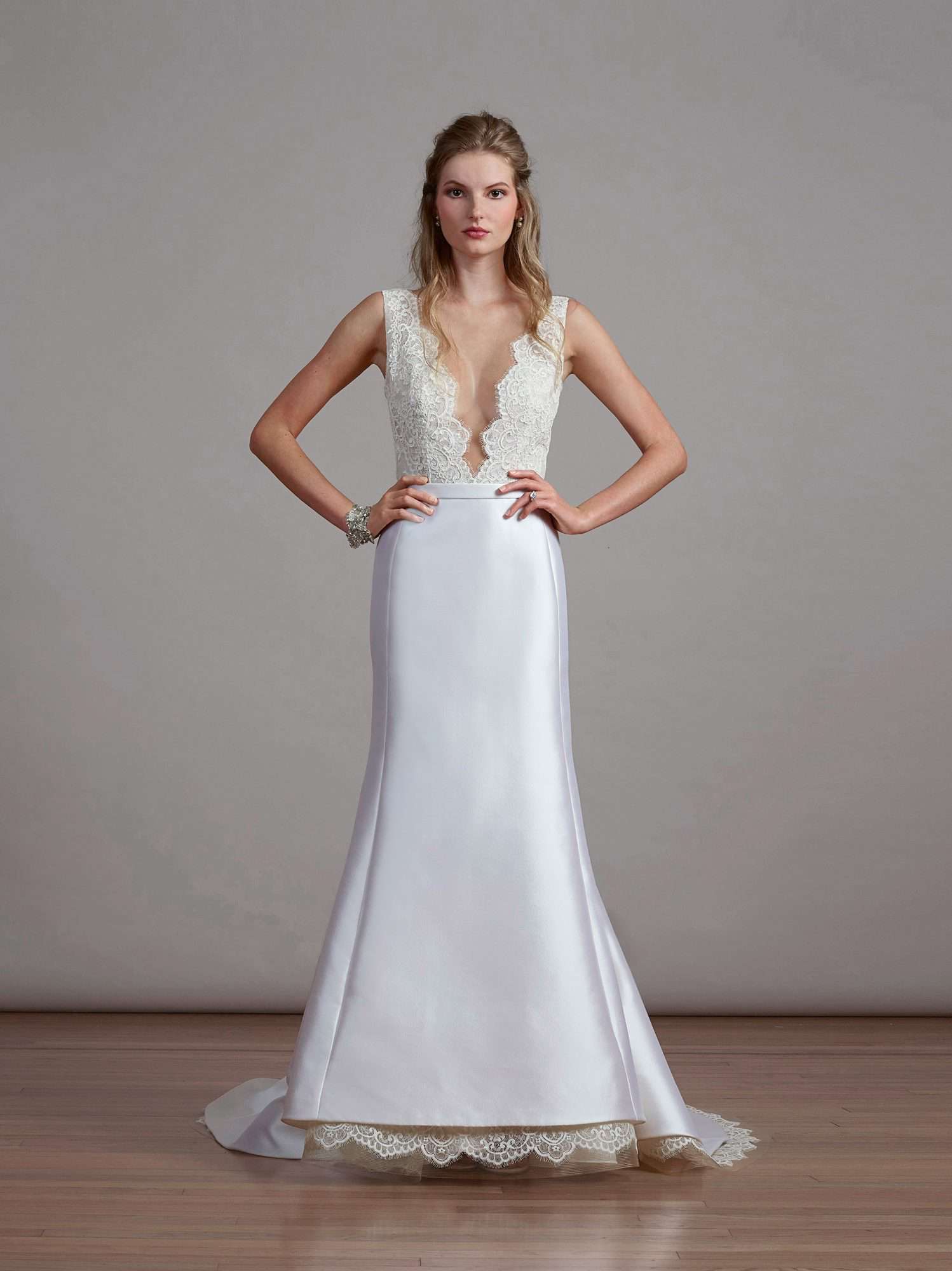 liancarlo v-neck lace wedding dress