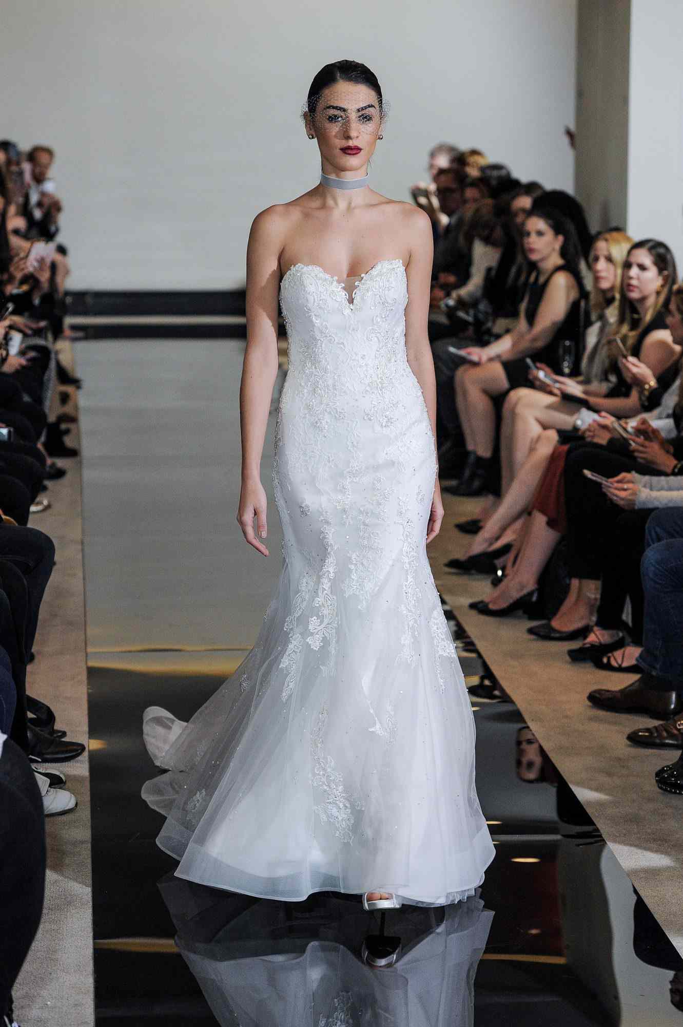 Justin Alexander Strapless Wedding Dress with Lace Spring 2018