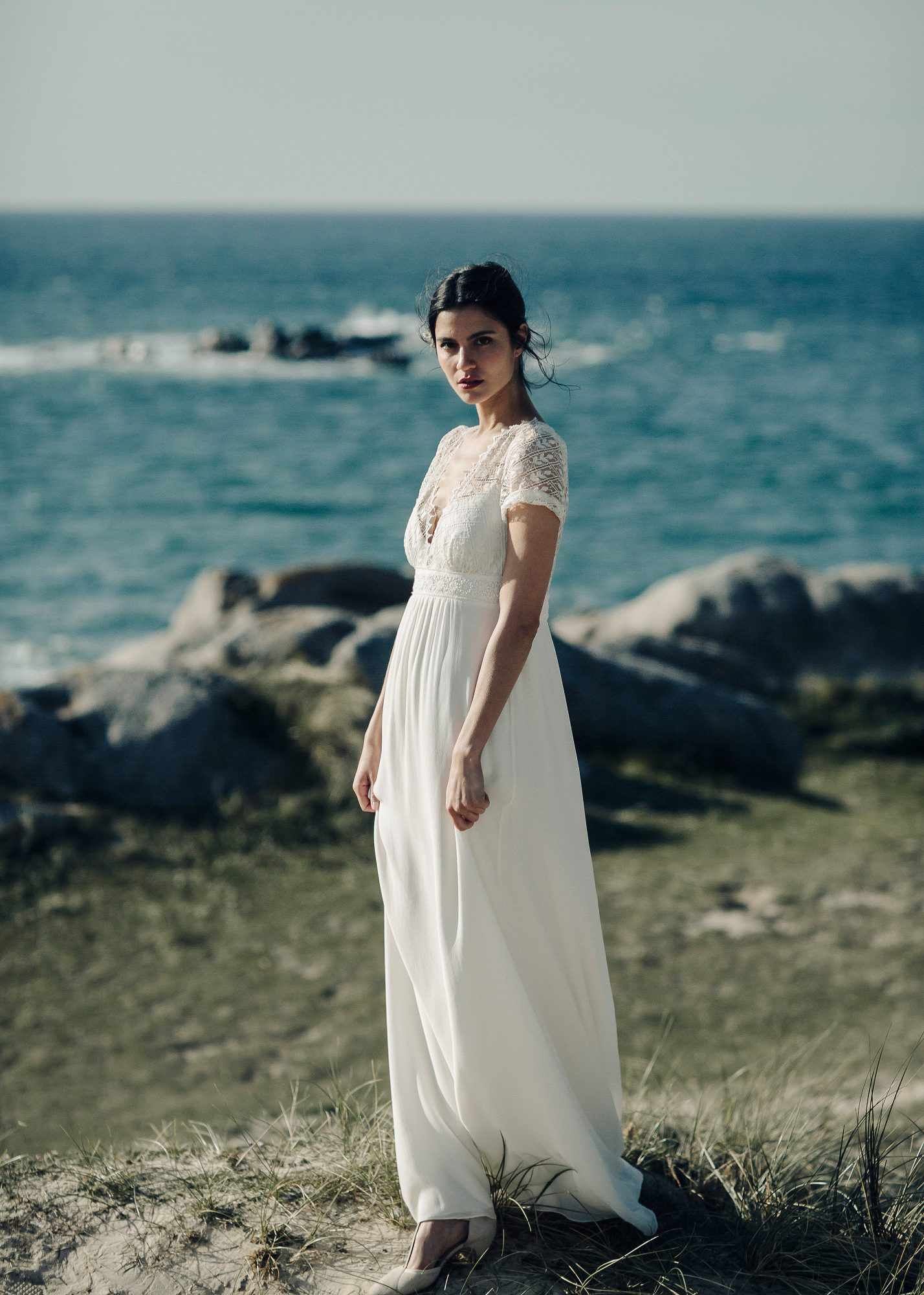 Laure de Sagazan a-line lace cap sleeve Wedding Dress Spring 2018