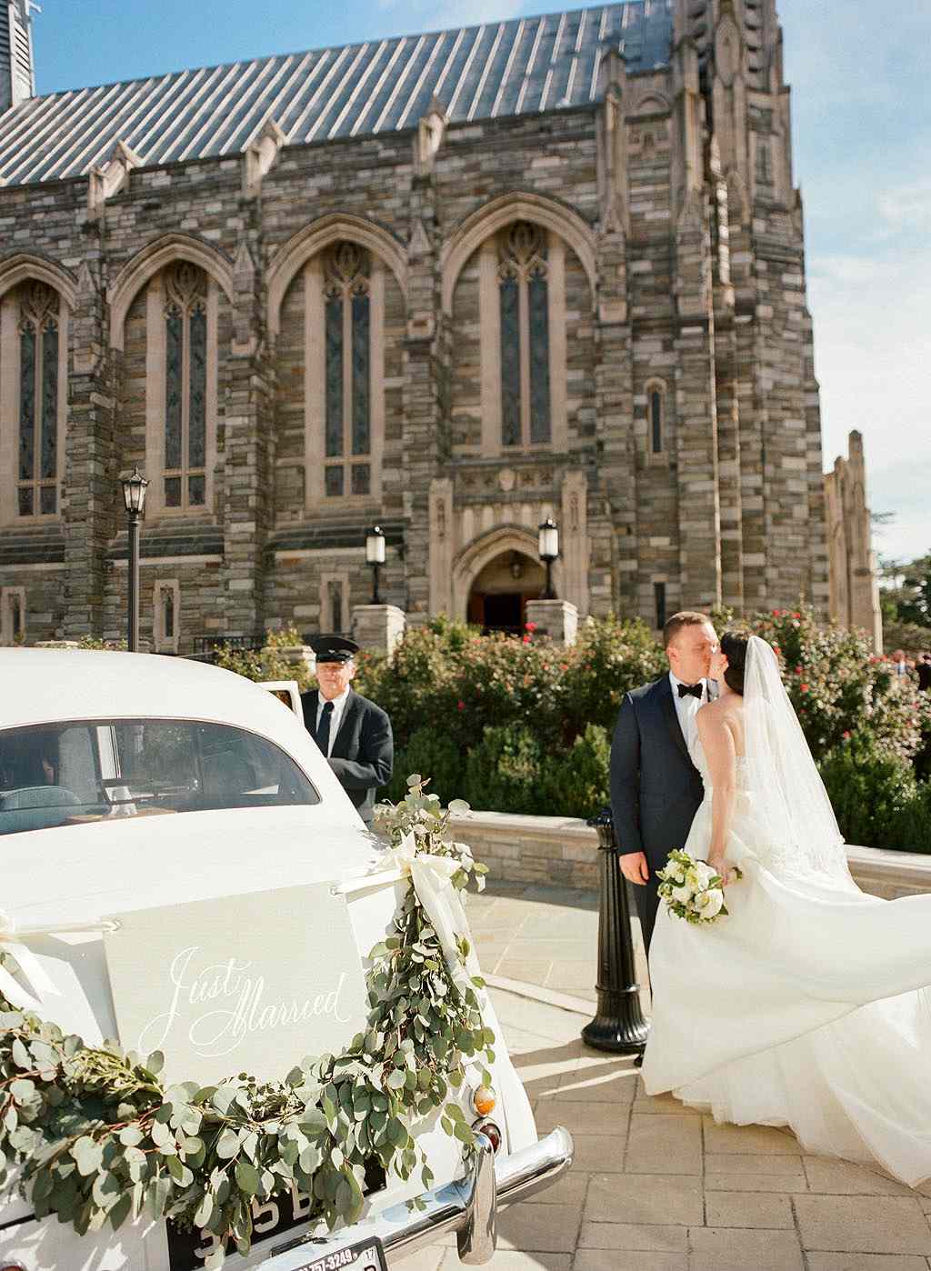 bride groom getaway car