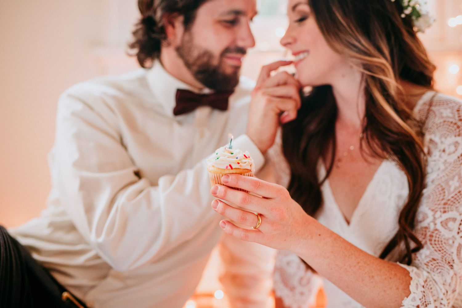 Models Sharing Cupcake at "This Is Us" Wedding Inspiration Shoot