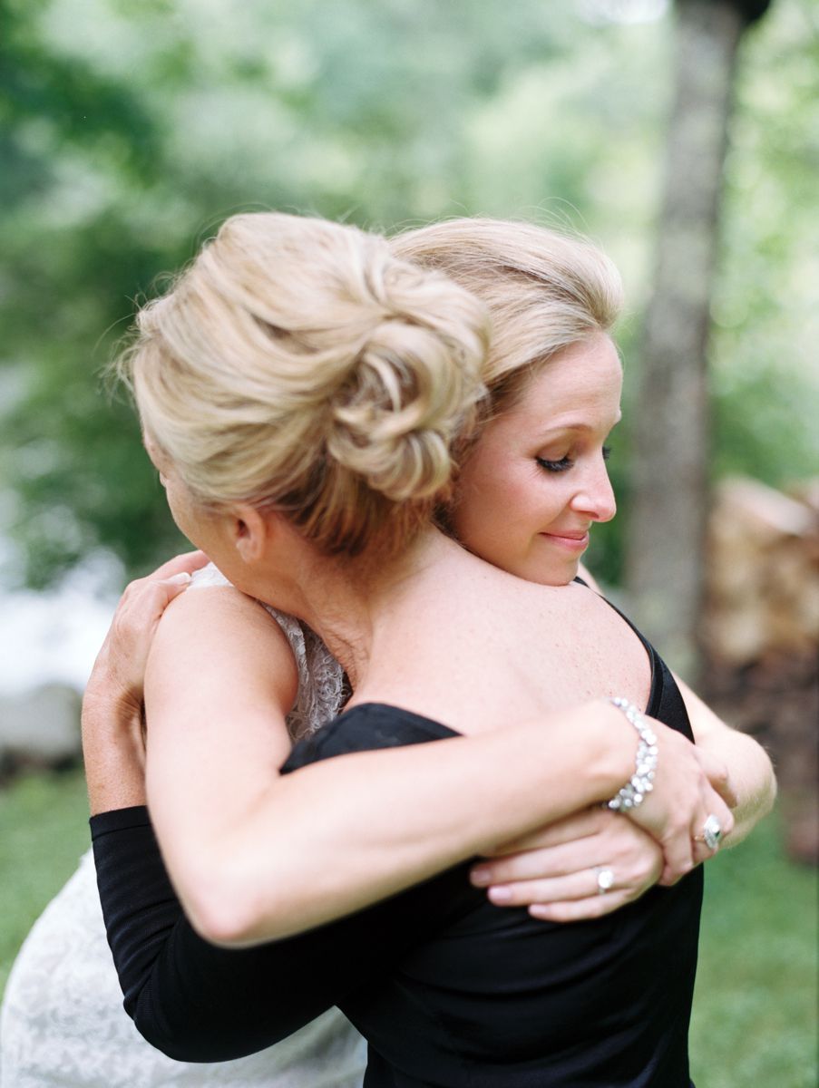 Bride and Mother Hugging