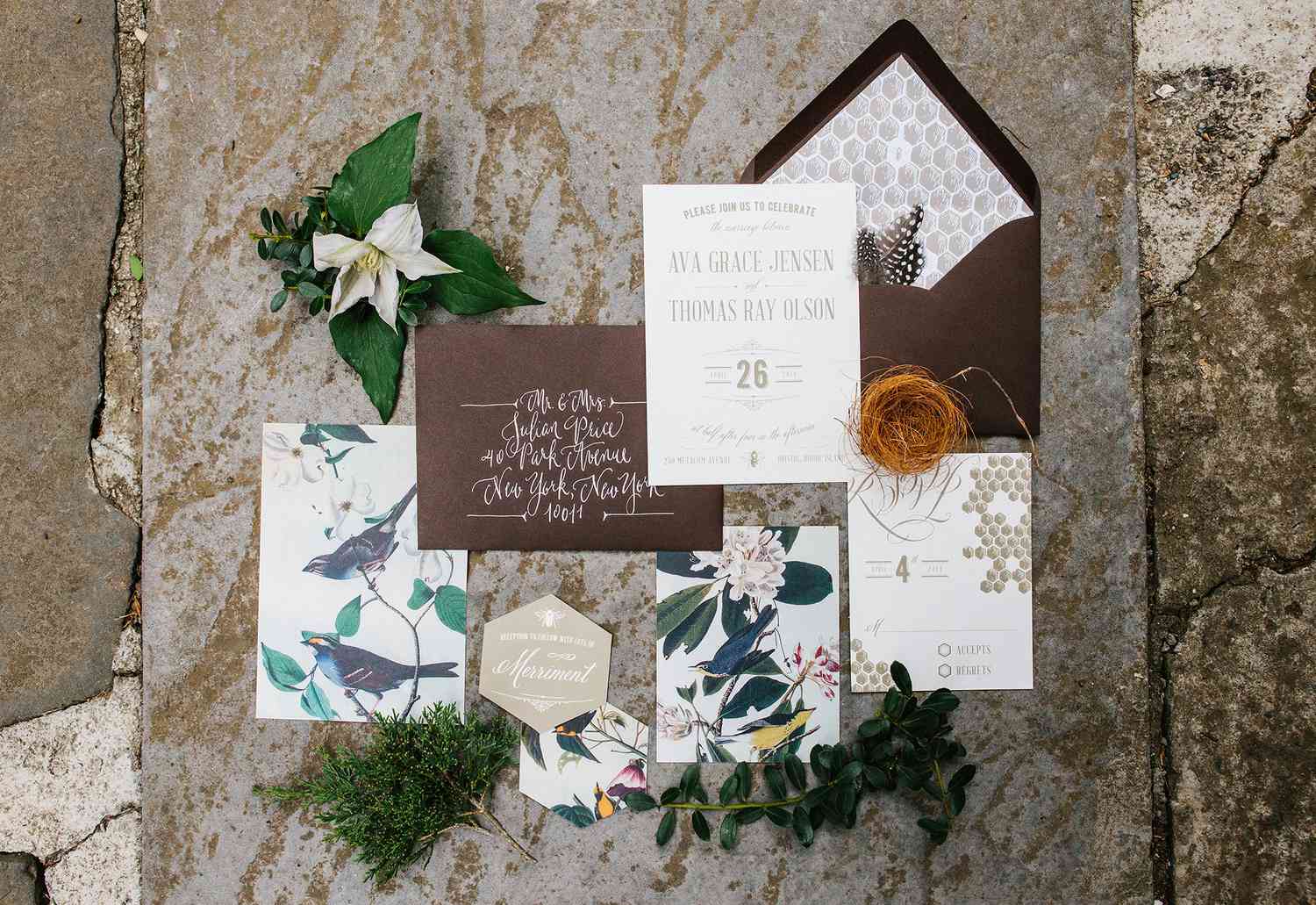 Honeycomb Wedding Inspiration, Invitation Suite with Honeycomb Liner and Motif on Invite