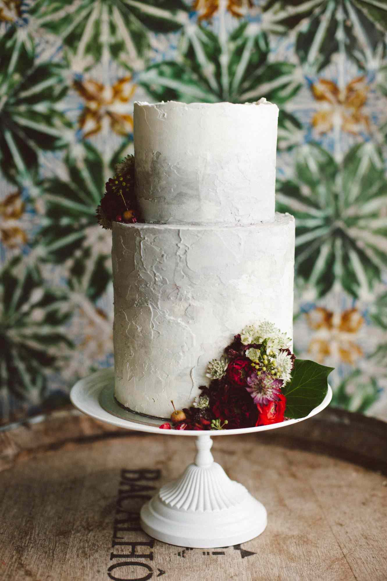 Gray-and-White Deckle-Edged Cake