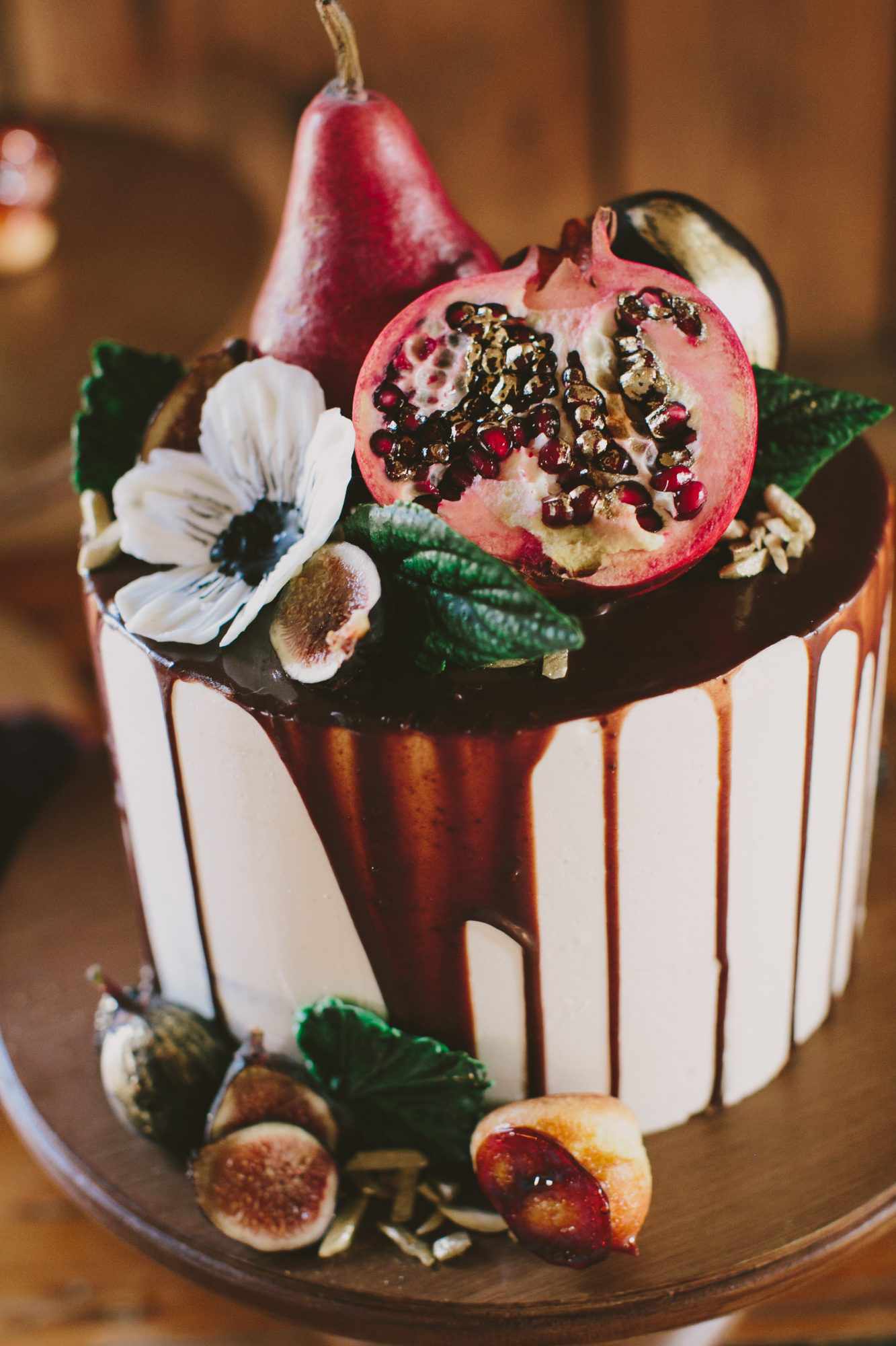 Wedding Cake with Fruit Decorations