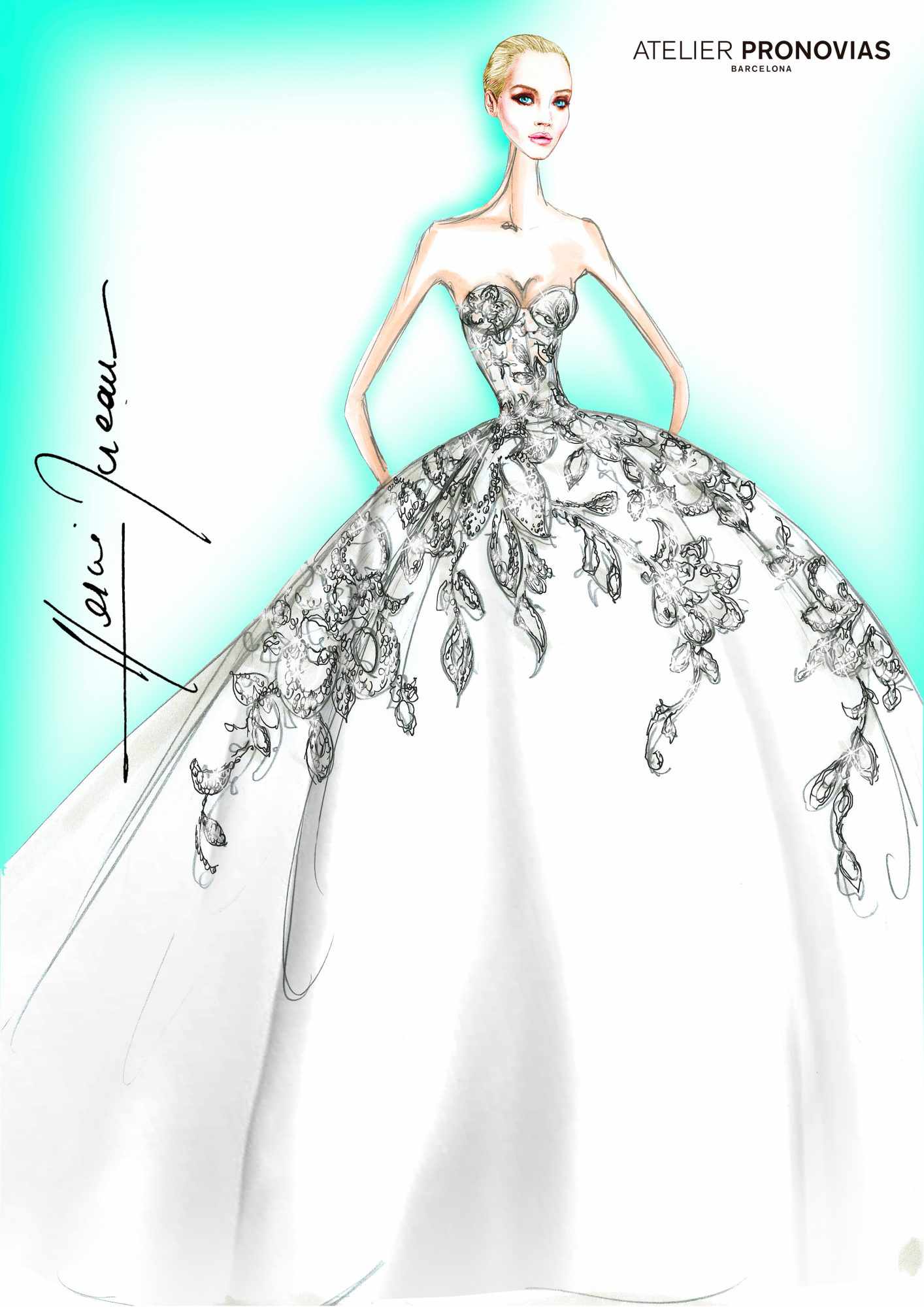 pronovias wedding dress sketch