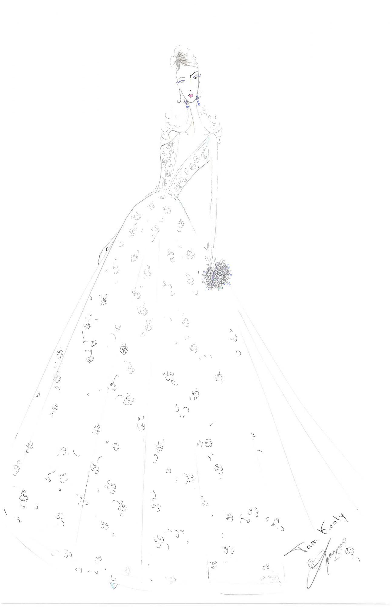tara keely wedding dress sketch