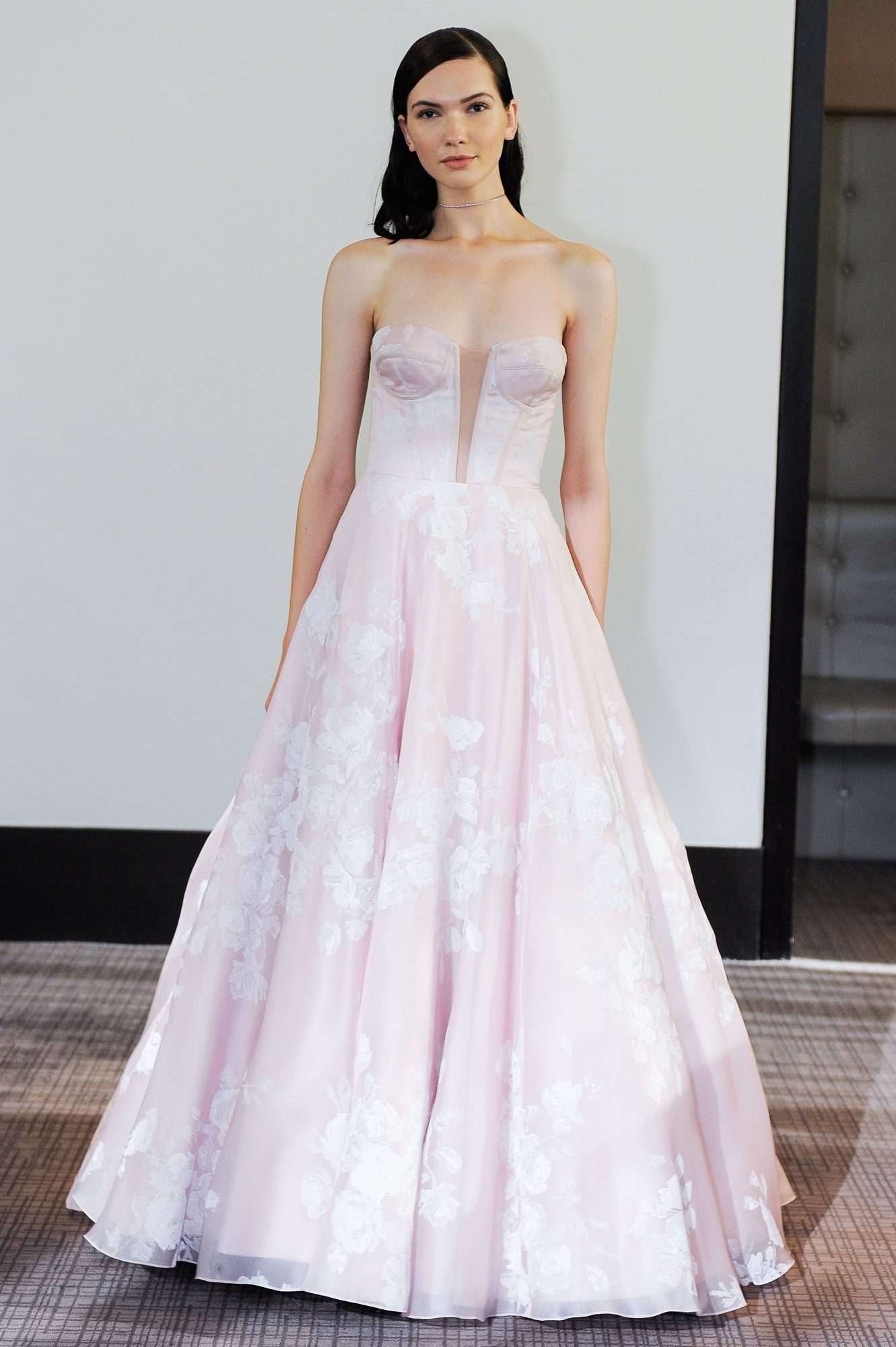 gracy accad pink strapless wedding dress fall 2018