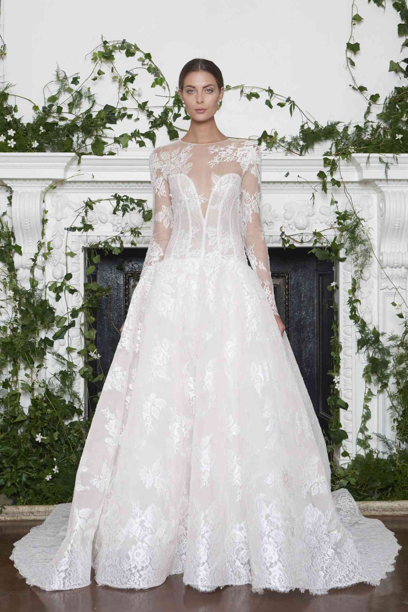 Monique Lhuillier Fall 2018 Ball Gown with Long Sleeves