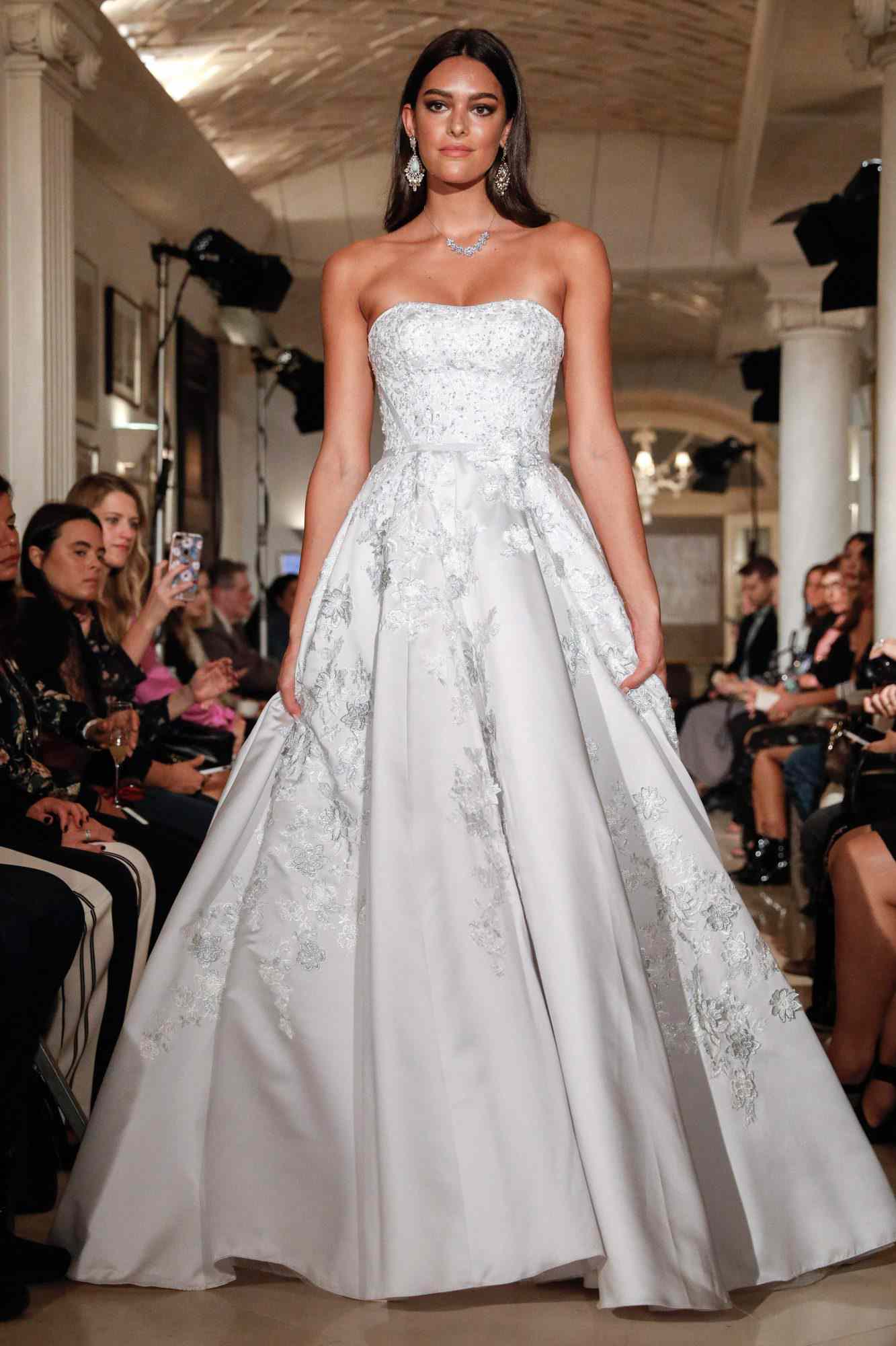 oleg cassini wedding dress fall 2018 strapless beaded embellished ball gown